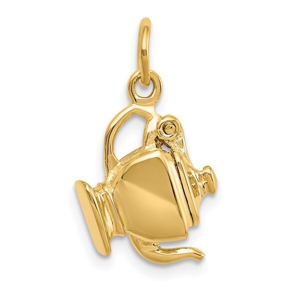14k Yellow Gold 3D Polished Teapot Charm - Picture 3 of 8